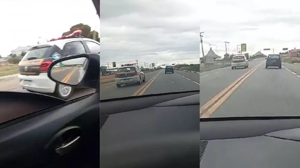Viatura da STTrans é flagrada ultrapassando em local proibido na BR-230, em Patos, e motorista questiona conduta