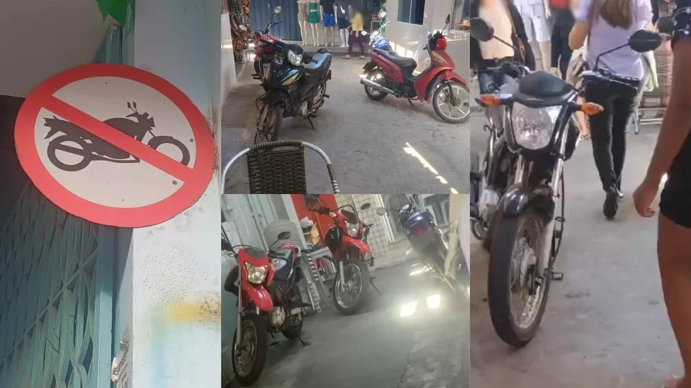 Trabalhadores do Centro Comercial Darcílio Wanderley, em Patos, reclamam da quantidade de motos estacionadas no local, apesar da proibição