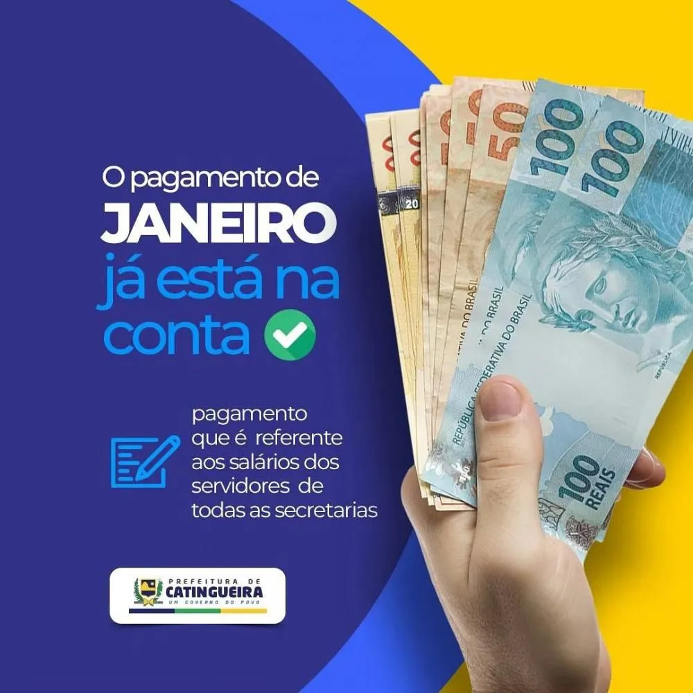 Prefeitura Municipal de Catingueira inicia exercício financeiro de 2025 com pagamento do funcionalismo público