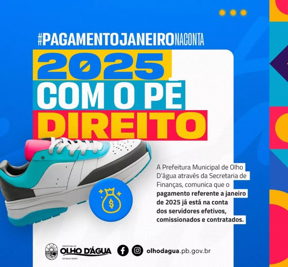 Prefeitura de Olho D’Água anuncia pagamento dos servidores e inicia 2025 com saldo positivo