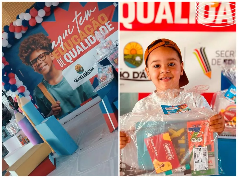 Prefeitura de Olho d’Água entrega kits escolares para alunos da rede municipal