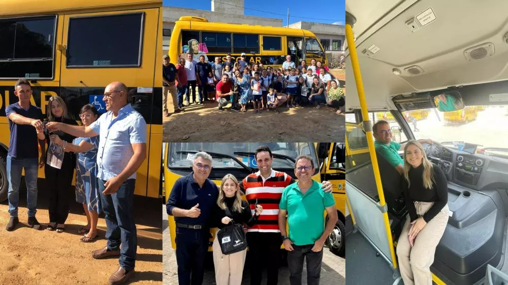 Prefeita Thaise de Edjane entrega ônibus escolar em São José de Espinharas e destaca legado deixado pelo ex-prefeito Netto Gomes na educação