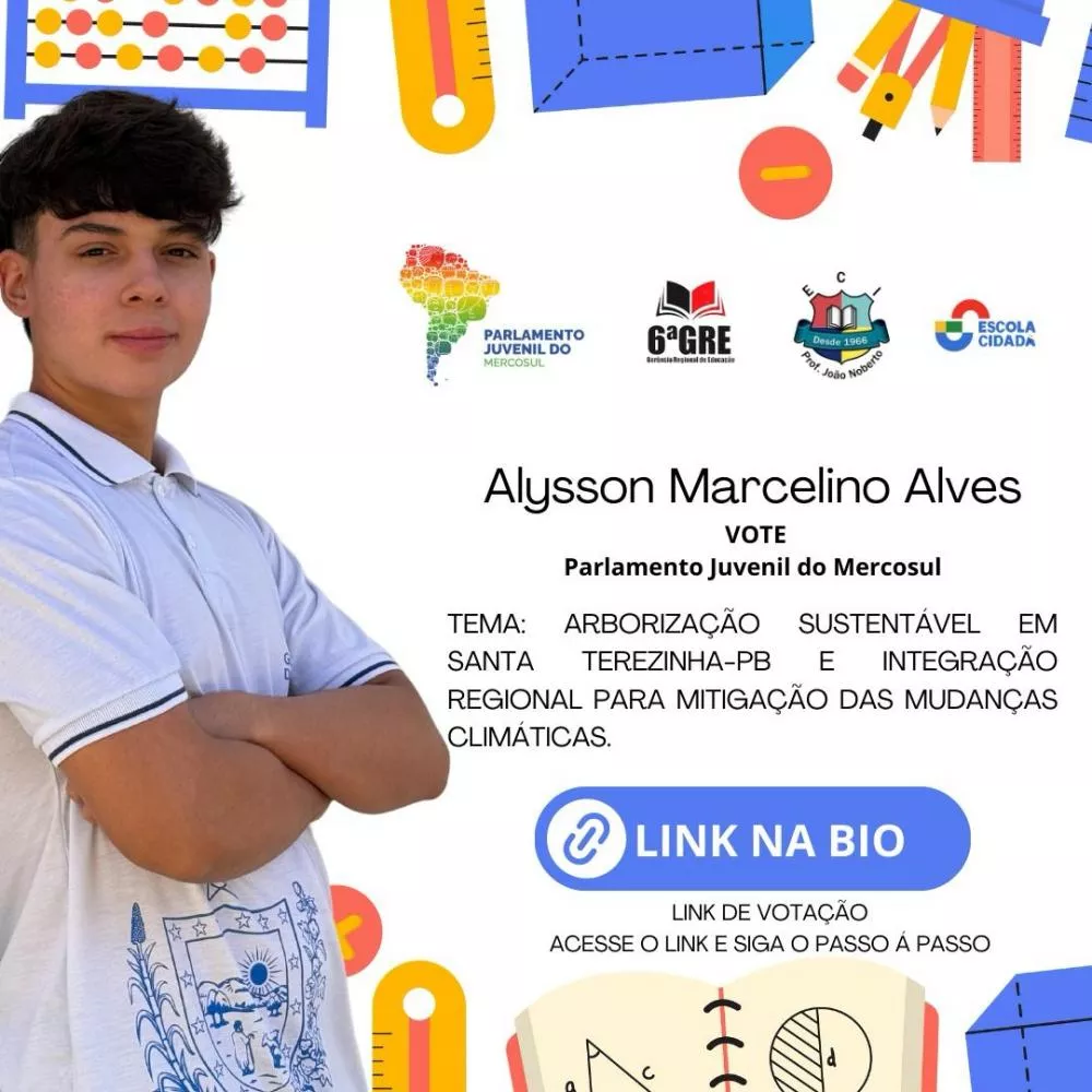 Estudante de Santa Terezinha-PB participa de votação para representar a Paraíba no Parlamento Juvenil do Mercosul; confira