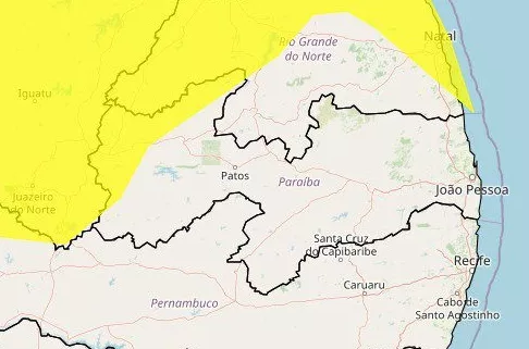 Inmet emite alerta de chuvas intensas para mais de 30 cidades do Sertão paraibano durante o Carnaval
