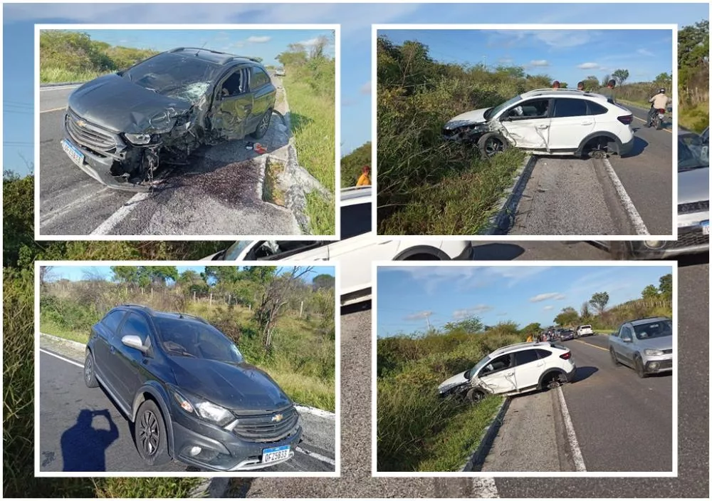 Médicos ficam feridos após colisão frontal entre dois veículos na BR-361, próximo a Catingueira