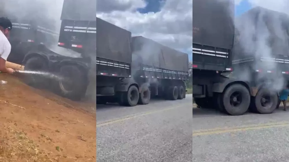 Princípio de incêndio em carreta é registrado na descida da Serra do Teixeira neste sábado (8)