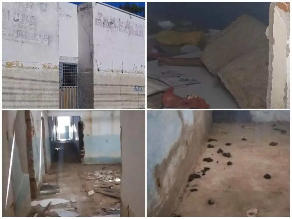 Prédio da antiga Escola Irmã Benigna está abandonado e servindo de abrigo para pessoas em vulnerabilidade social