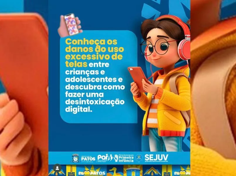 Secretaria de Juventude de Patos lança campanha contra o uso excessivo de telas entre crianças e adolescentes