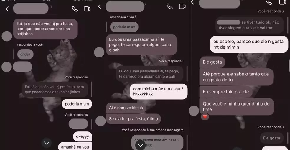 Conversas entre professor e aluna — Foto: Reprodução/Redes sociais