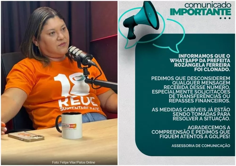 Prefeita de Passagem-PB tem WhatsApp clonado e alerta população sobre golpes
