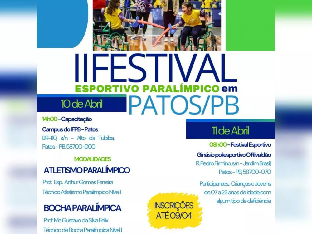 IFPB Patos promoverá evento paralímpico com foco na inclusão e capacitação