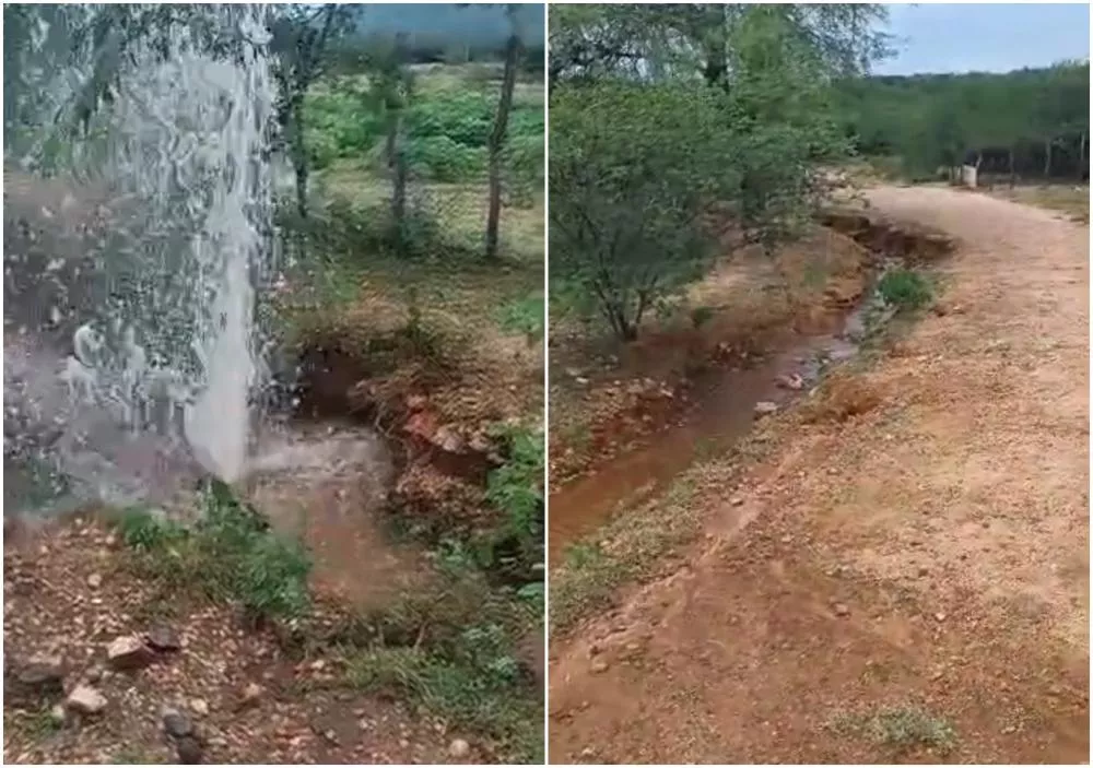 Moradores de Quixaba denunciam vazamento de água na adutora Coremas/Sabugi