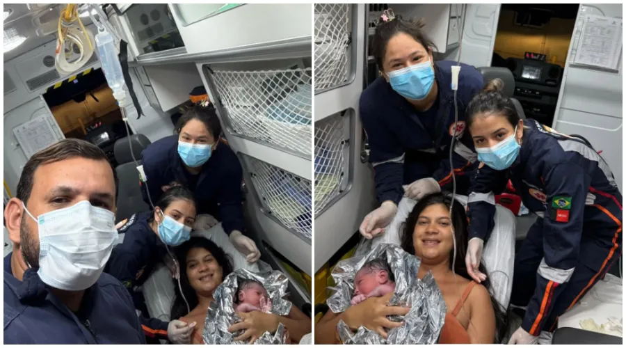 Mulher dá à luz dentro de ambulância do SAMU em Matureia e parto emociona equipe médica