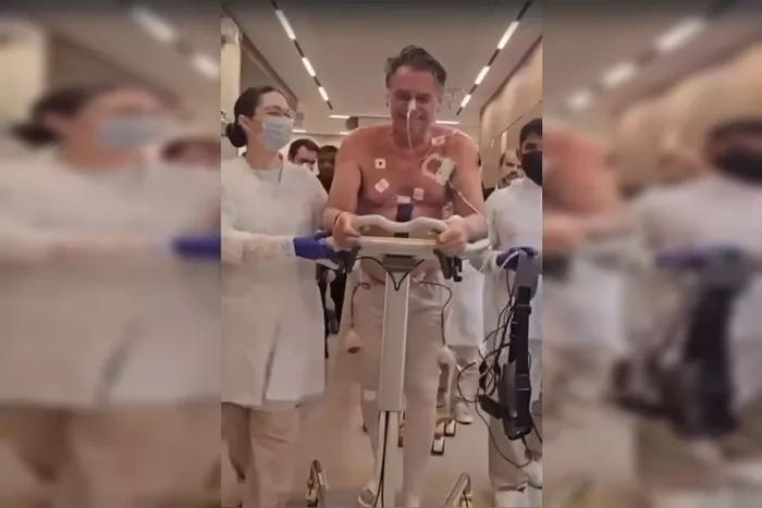 Vídeo: após cirurgia, ex-presidente Bolsonaro caminha pelo hospital