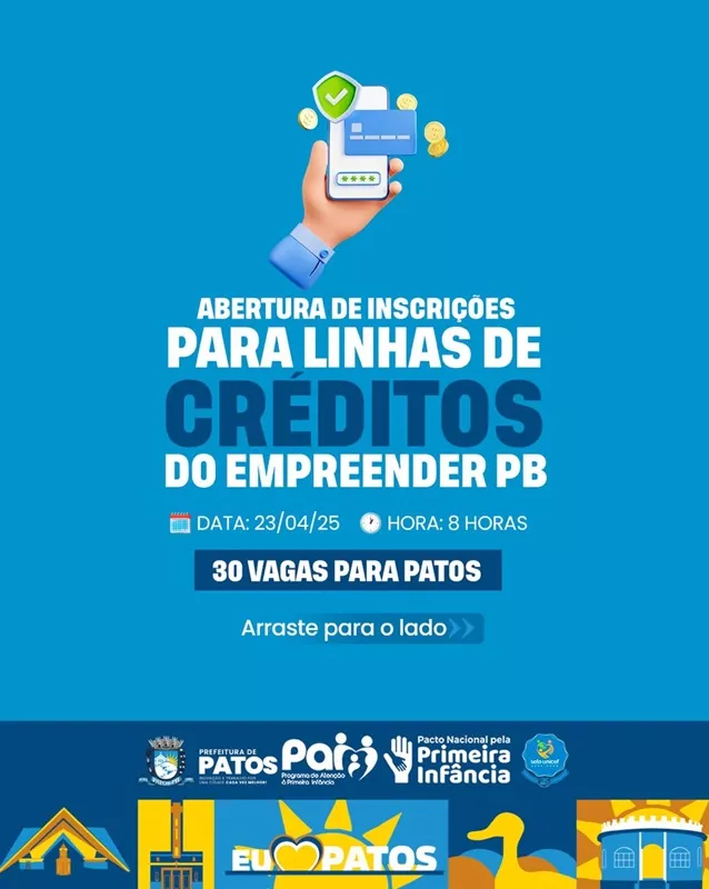Governo da Paraíba abre 30 vagas do Programa Empreender para Patos; inscrições começam nesta quarta-feira (23)