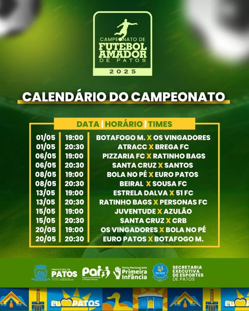 Campeonato Amador de Patos tem início nesta terça (29) com cerimônia de abertura no José Cavalcanti