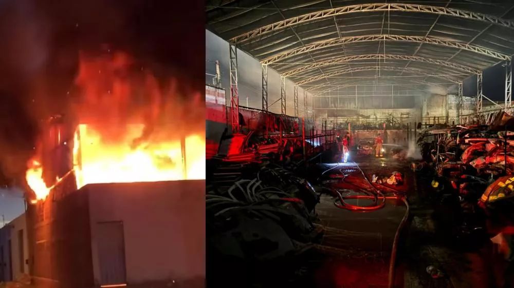 Incêndio de grandes proporções atinge loja de autopeças em São Bento-PB