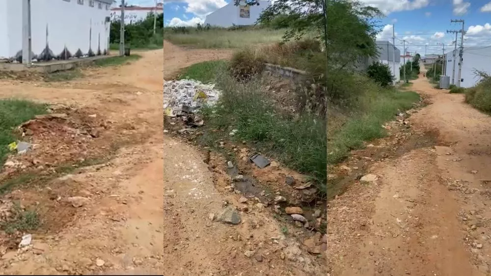 Moradora do Jardim Colonial, em Patos, cobra serviços de infraestrutura em rua principal do bairro