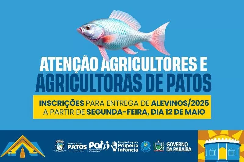 Inscrição para entrega de alevinos inicia na próxima segunda-feira, dia 12