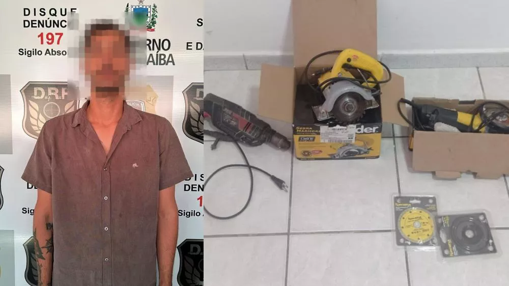 DRF recupera objetos furtados de construção no bairro Luar de Carmen Lêda, em Patos, e prende suspeito