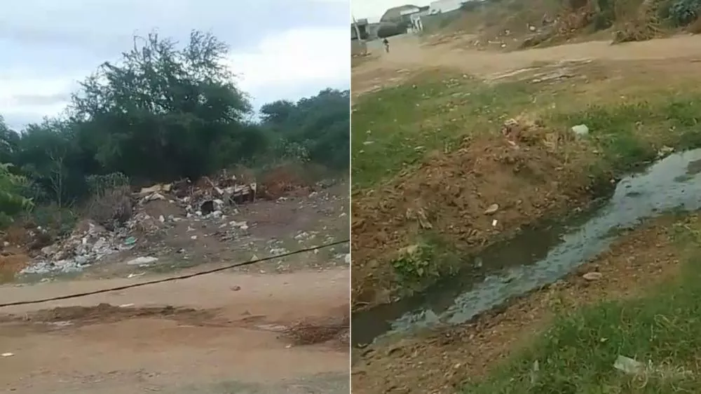 Morador da Rua Nabor Barbosa de Carvalho, na Maternidade, cobra providências para esgoto e matagal na localidade