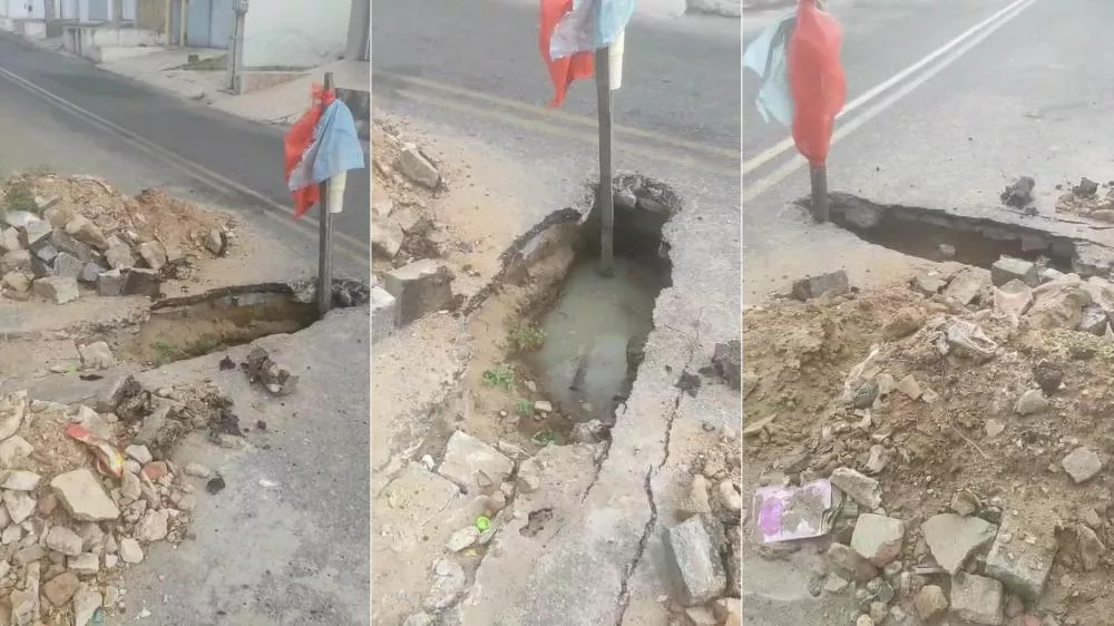 Morador do bairro da Maternidade, em Patos, denuncia galeria estourada que está interditando rua há quase dois meses