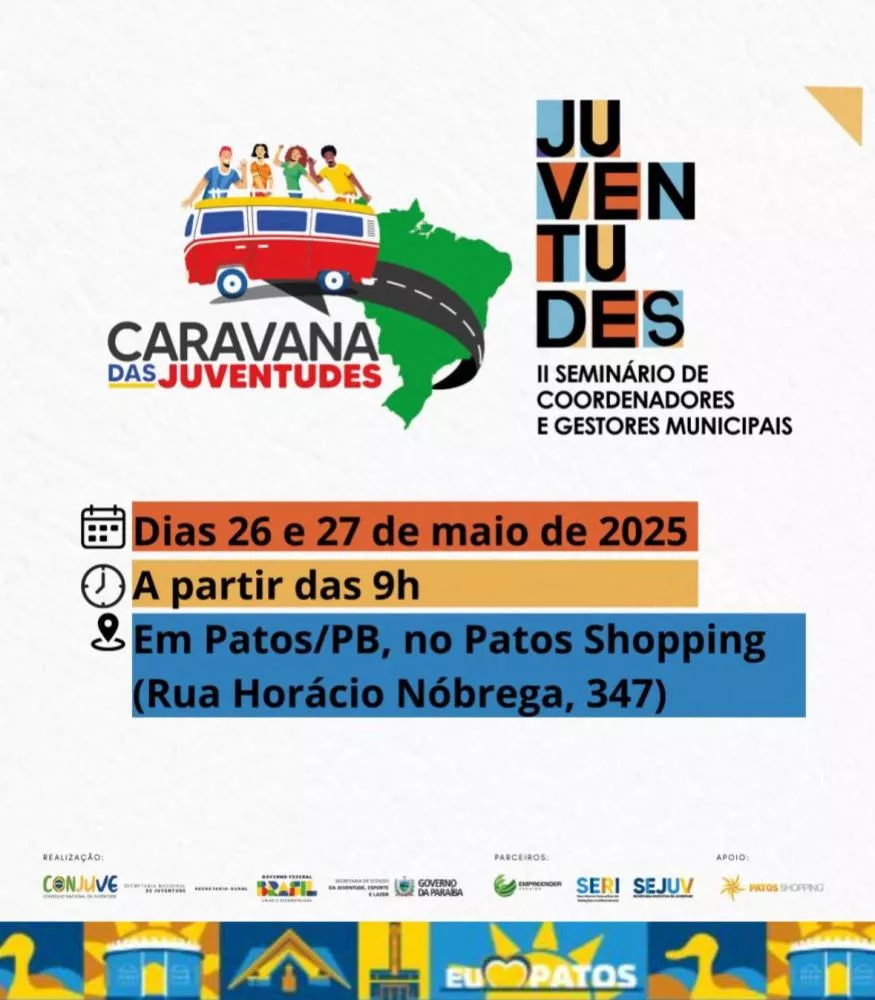Caravana Nacional das Juventudes começa nesta segunda-feira (26), em Patos