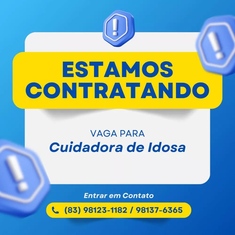 Vaga de emprego: Família em Patos busca cuidadora para idosa de 98 anos com demência frontotemporal