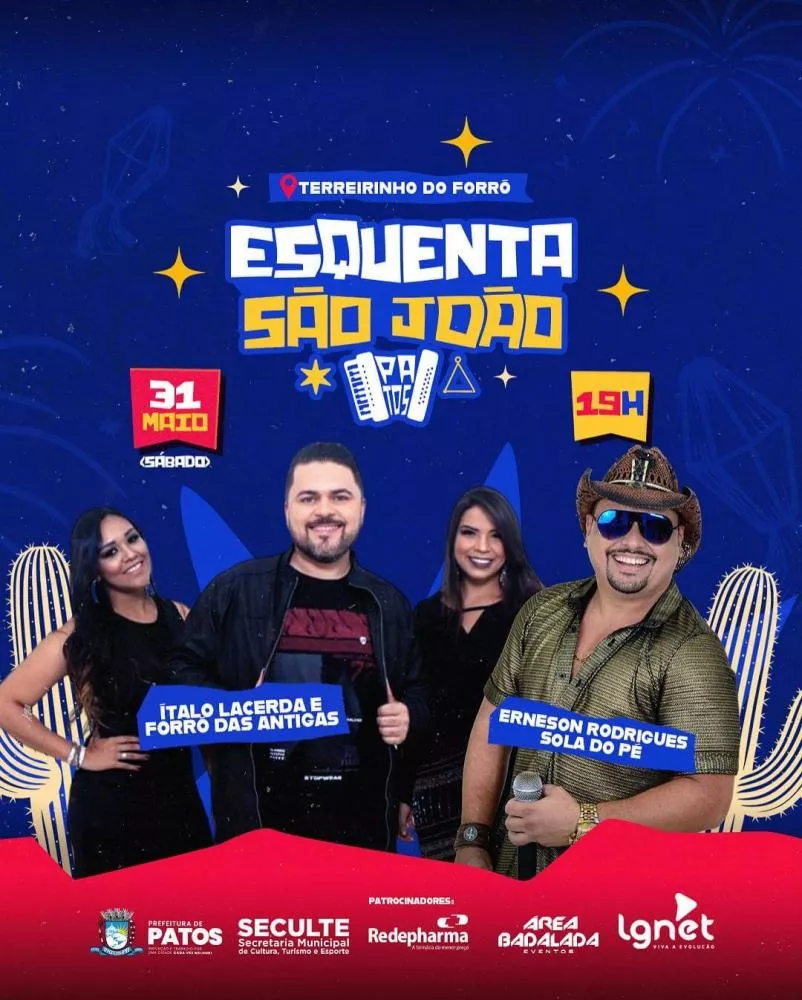 2ª noite do ‘Esquenta São João’ terá shows de Ítalo Lacerda e Erneson Rodrigues & Sola do Pé no Terreirinho do Forró