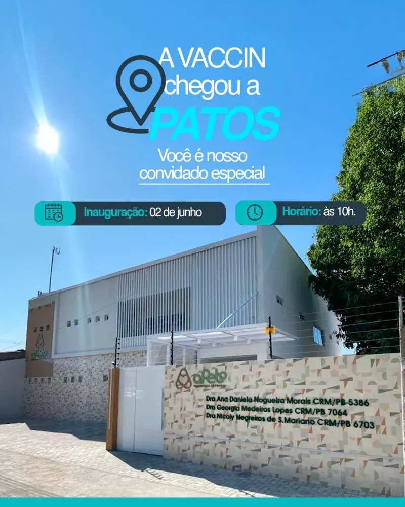 Clínica Vaccin inaugura nova unidade em Patos nesta segunda (02) na Afeto Pediatria