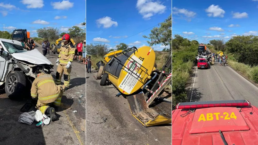 Acidente entre caminhonete e caminhão-pipa é registrado na região de Catolé do Rocha