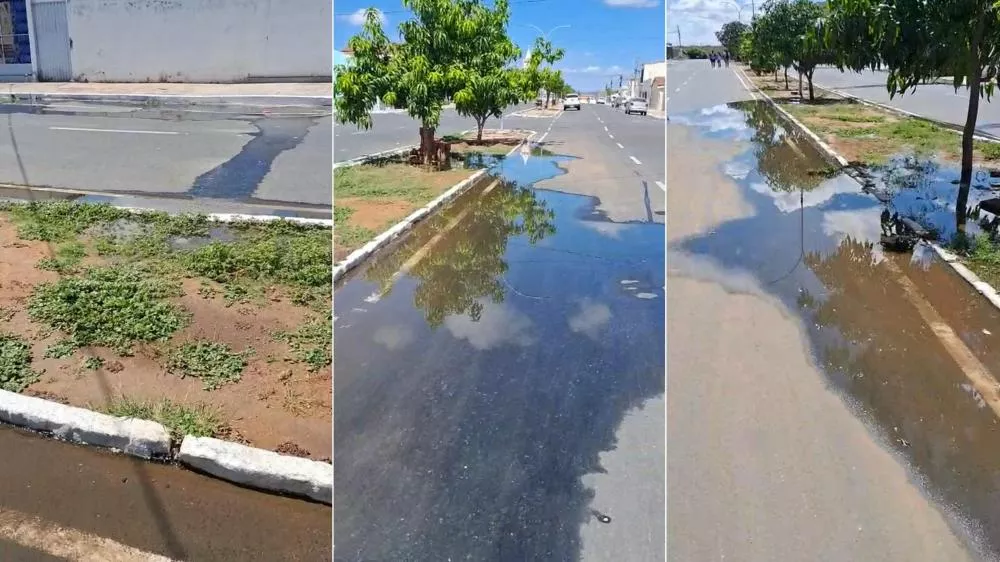 Vazamento de água há mais de cinco dias revolta moradores em São José de Espinharas; Cagepa se pronuncia
