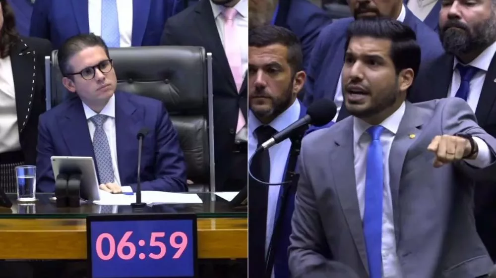 No plenário, André Fernandes critica postura do presidente da Câmara, Hugo Motta: “Traição e feito de palhaço“