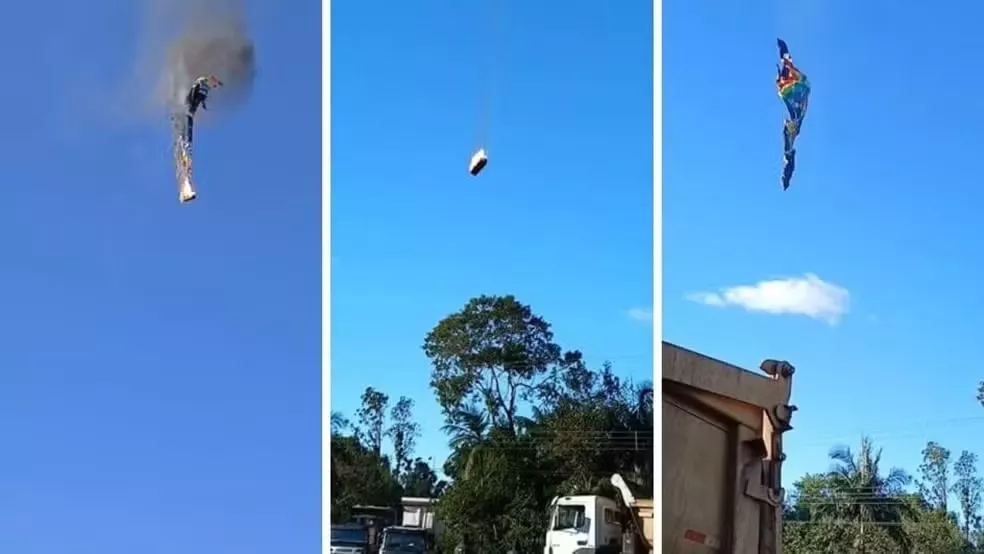 Balão pega fogo no ar, cai e deixa pelo menos 8 mortos em Santa Catarina