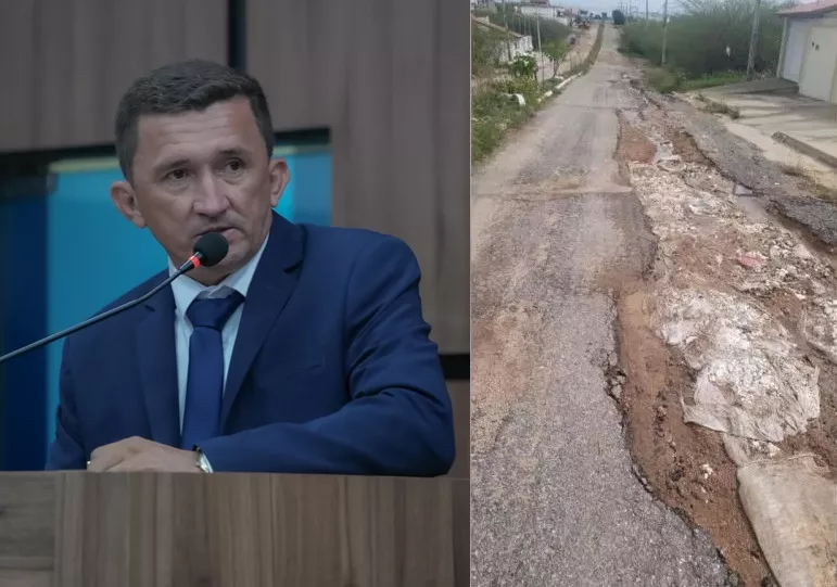 Vereador Galeguinho da Van cobra restauração da principal avenida do Bairro dos Estados, em Patos