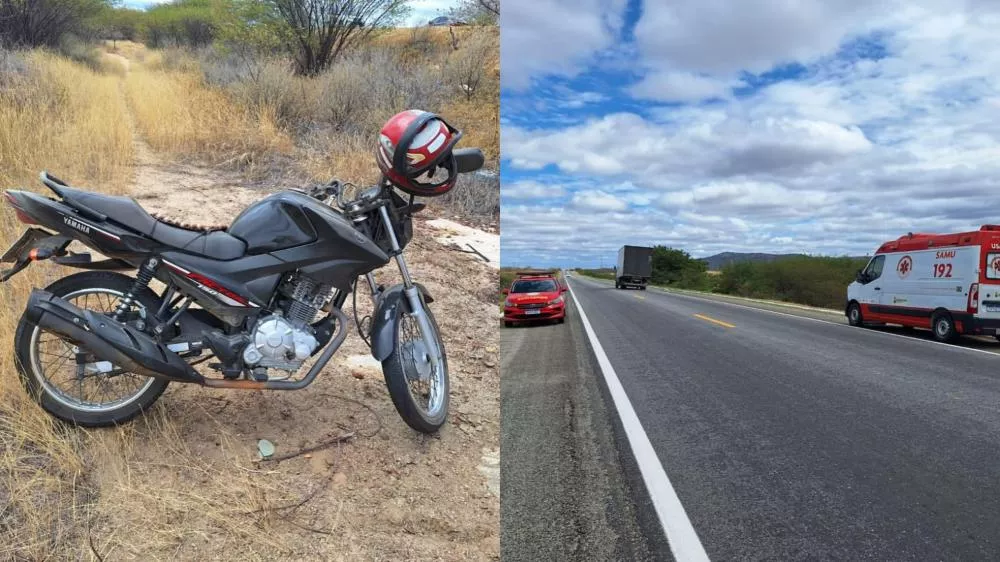 Motociclista fica ferido após perder controle e cair em barranco na BR-230, próximo a Santa Luzia