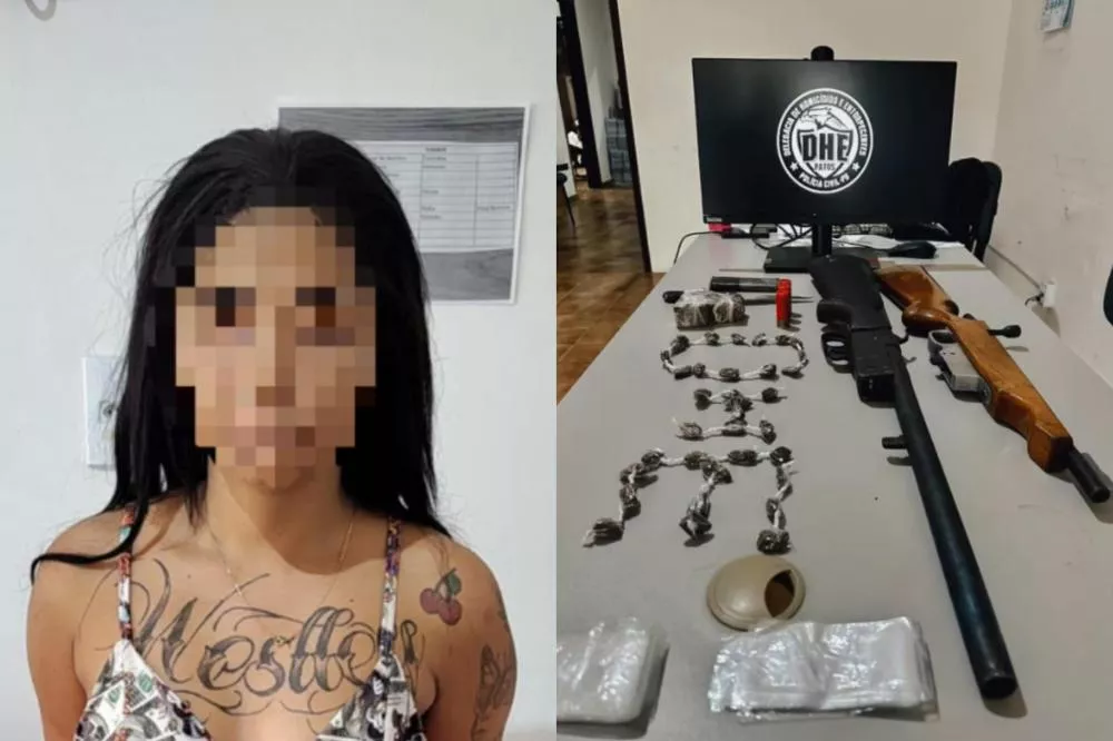 DHE frustra plano de homicídio em Patos e prende mulher com armas e drogas no bairro São Sebastião; dois criminosos fugiram