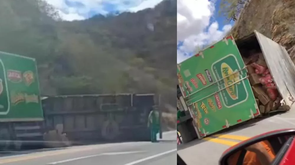 Semirreboque tomba na Serra de Santa Luzia na manhã desta segunda-feira (7)