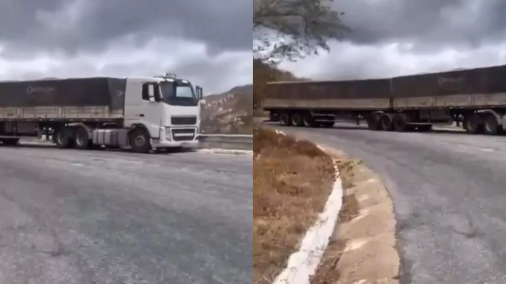 Falha mecânica em bitrem por pouco não causa tragédia na Serra do Teixeira, na PB-262, nesta sexta-feira (11)