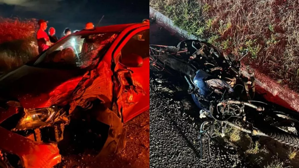 Homem morre em grave acidente envolvendo carro e moto na BR-230, entre Pombal e São Bentinho