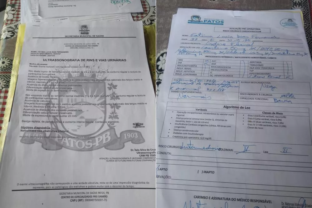 Mulher à espera de cirurgia de urgência para retirada de pedra nos rins em Patos faz apelo por agilidade na marcação do procedimento