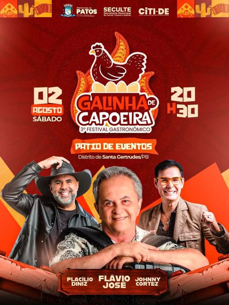 3º Festival da Galinha de Capoeira acontece neste fim de semana e promete movimentar Patos e região