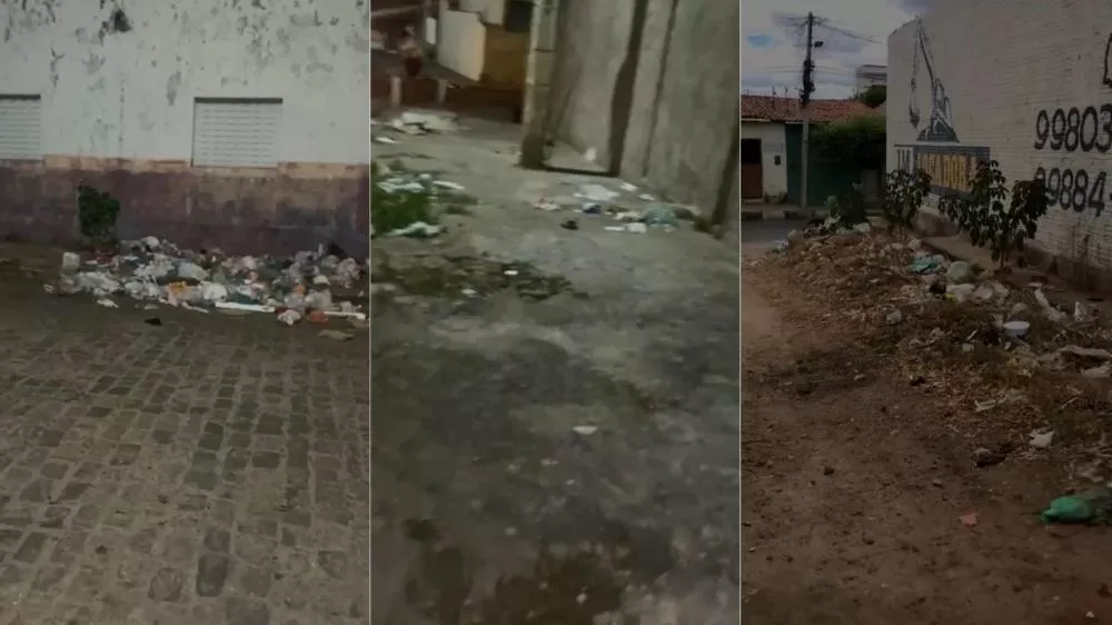 Moradores da Rua Dr. José Genuíno, no bairro Liberdade, denunciam acúmulo de lixo e entulho em trechos da via, em Patos