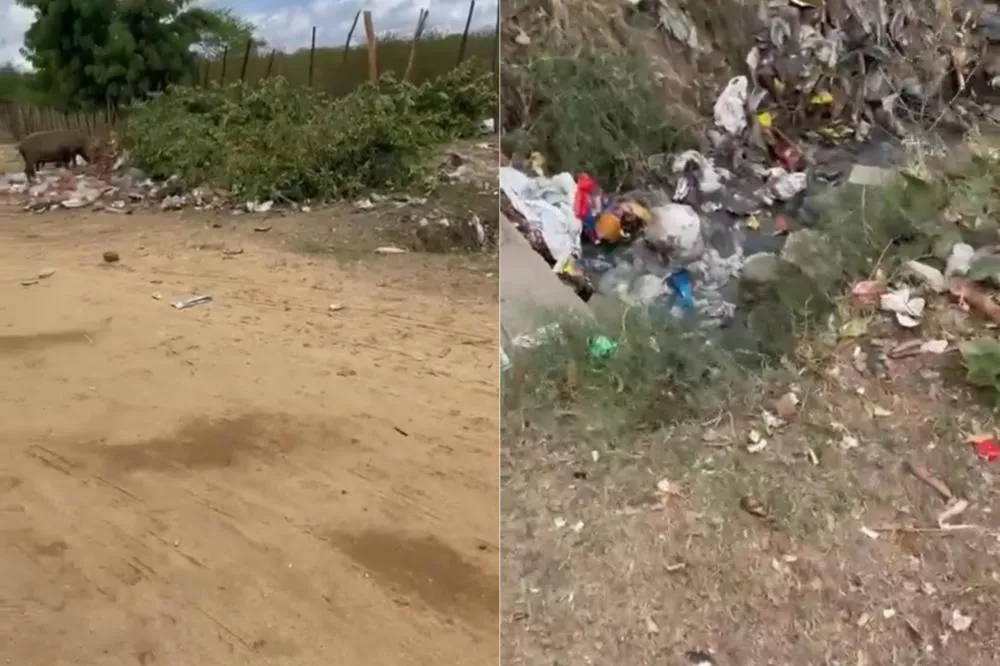 Moradora do bairro Mutirão, em Patos, denuncia acúmulo de lixo e galeria a céu aberto em frente à própria casa