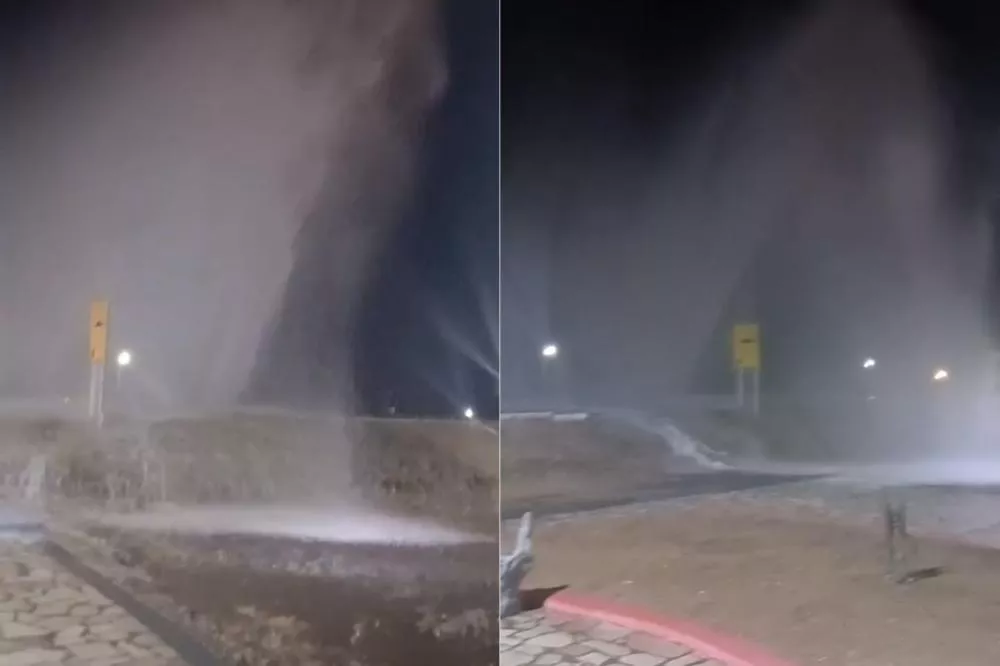 Rompimento em adutora Coremas/Sabugi provoca grande vazamento no distrito de Santa Gertrudes, em Patos; Cagepa já iniciou reparos