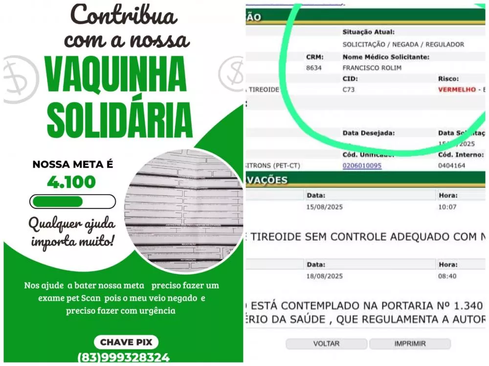 Paciente de Patos com câncer de tireoide precisa de ajuda para realizar exame urgente