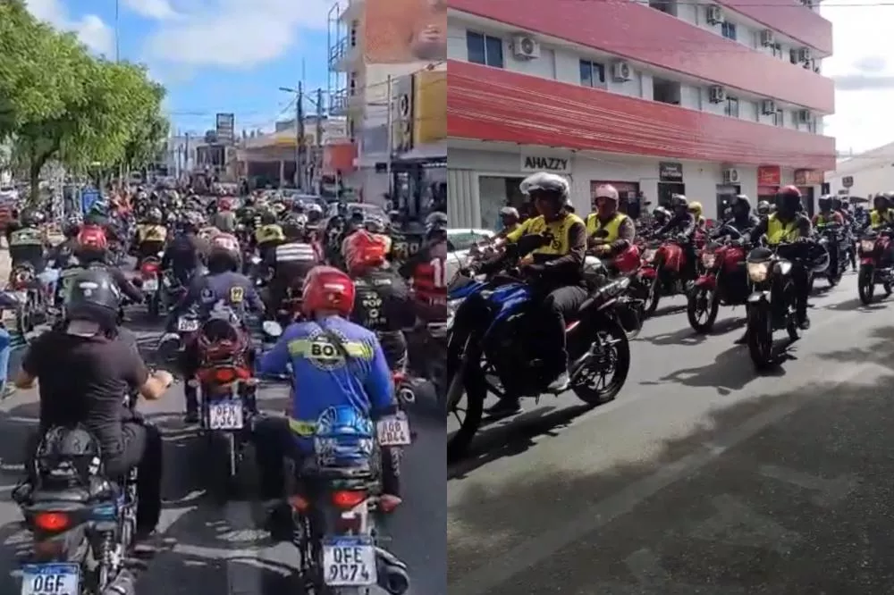 Motociclistas de aplicativo realizam protesto em Patos e cobram regulamentação da categoria; trabalhadores reclamam de ações da STTRANS