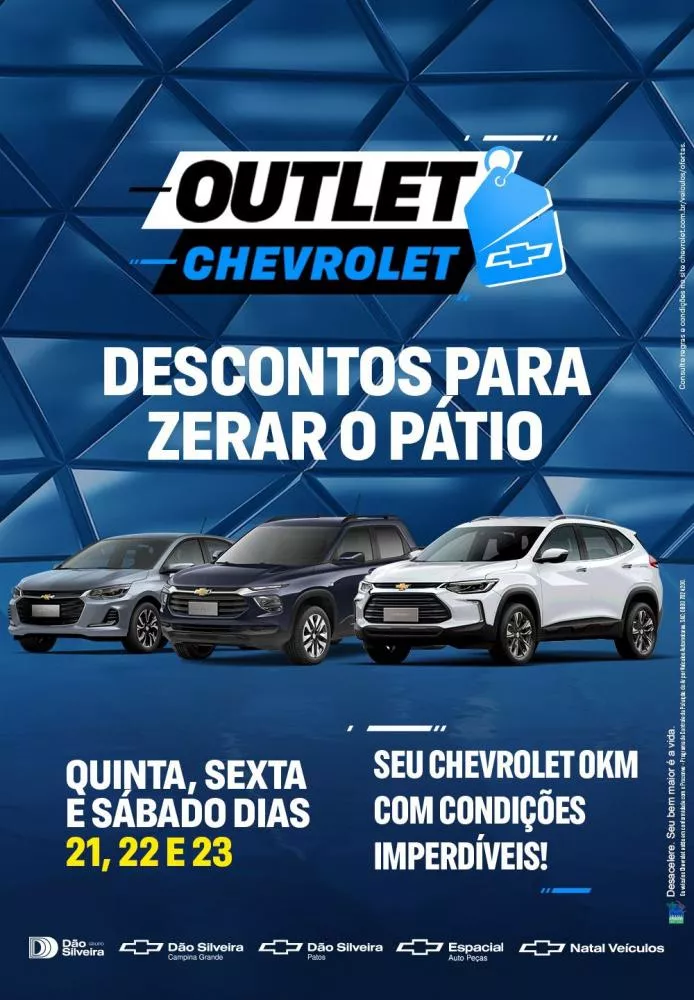 Dão Silveira Chevrolet realiza Outlet Chevrolet em Patos com condições especiais neste fim de semana