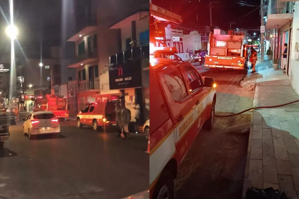 Corpo de Bombeiros controla incêndio em imóvel no Centro de Patos na noite deste sábado (30)