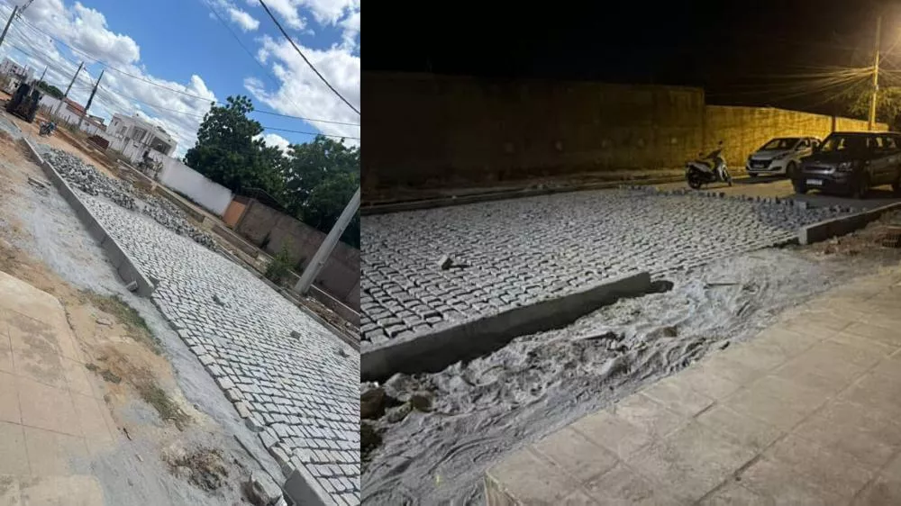 Moradores reclamam da paralisação de obras de pavimentação na Rua Arnaldo Assis de Medeiros, em Patos